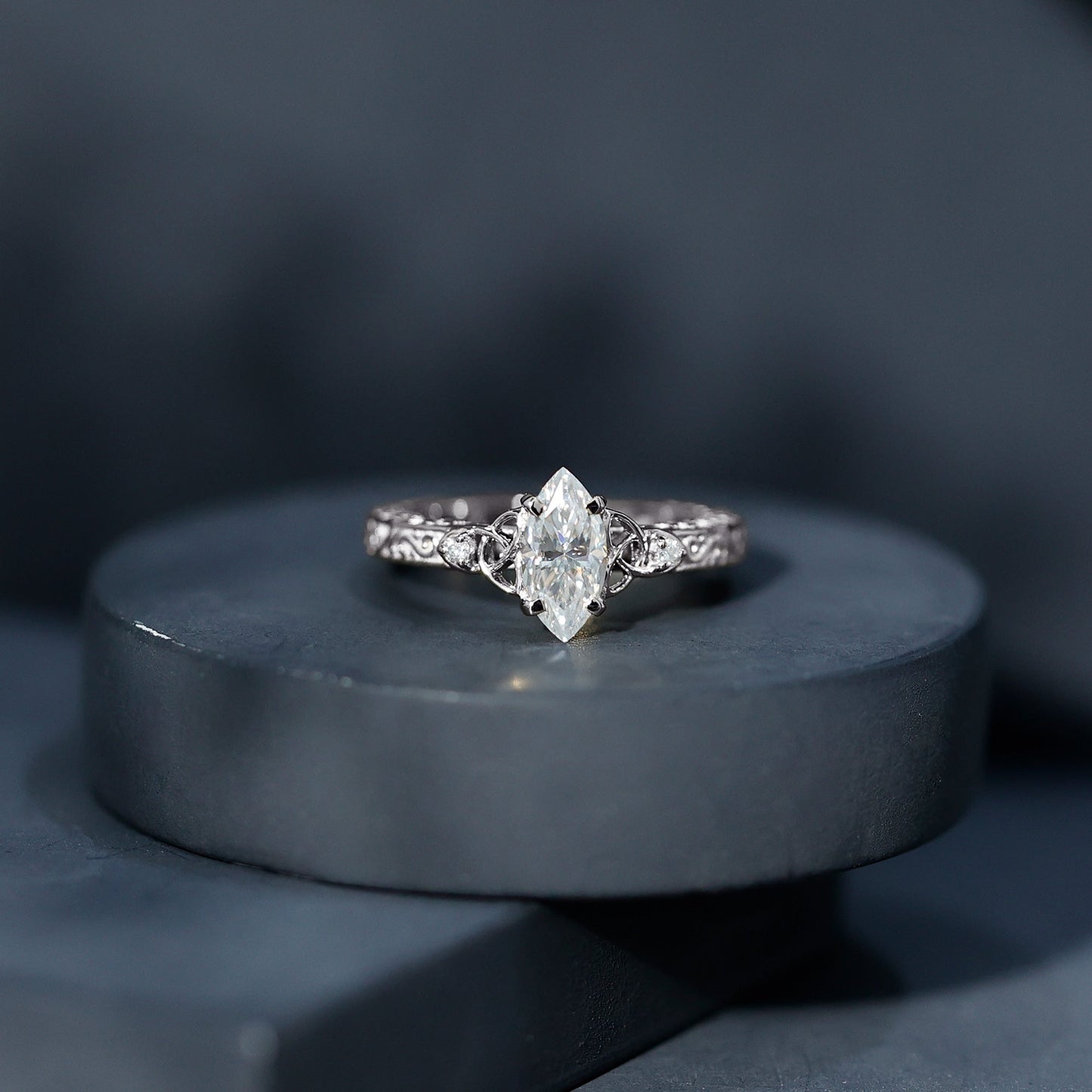 Antique Style Moissanite Celtic Knot Engagement Ring