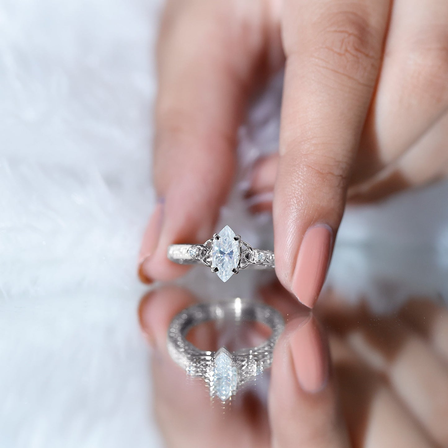 Antique Style Moissanite Celtic Knot Engagement Ring