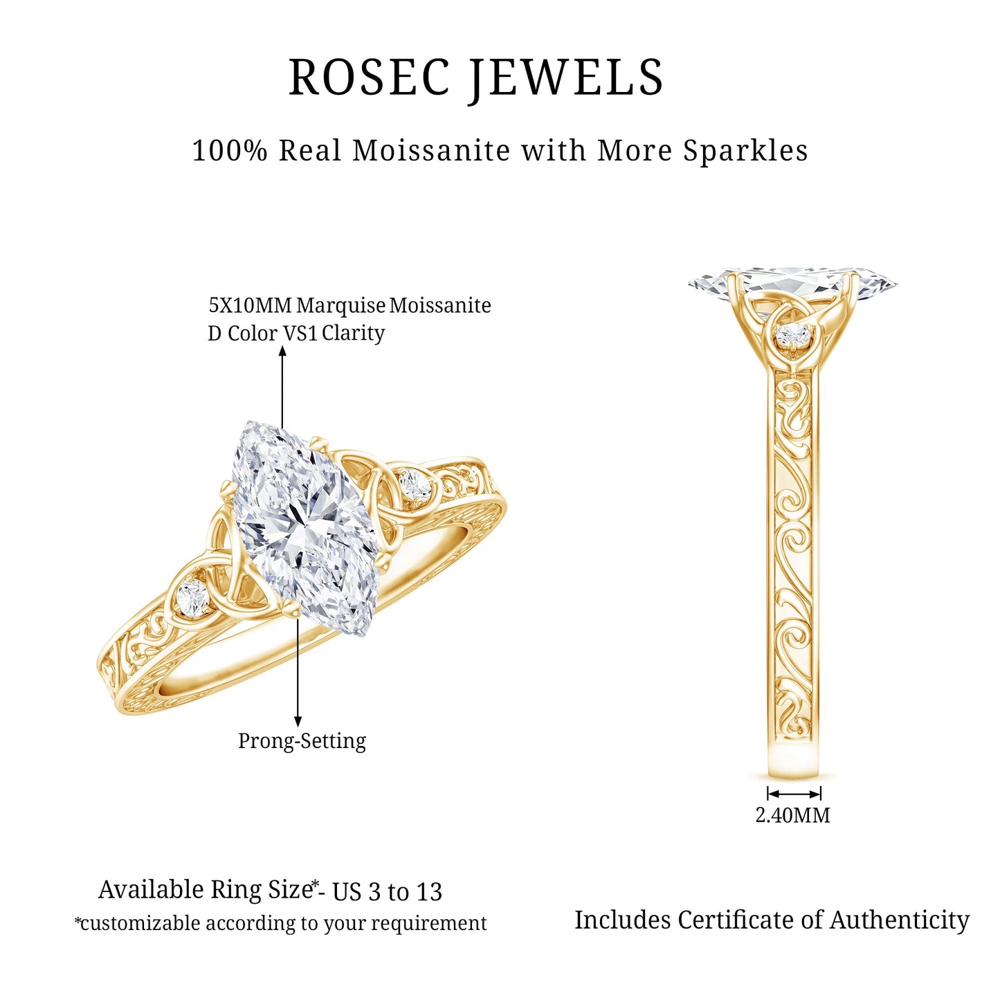 Antique Style Moissanite Celtic Knot Engagement Ring