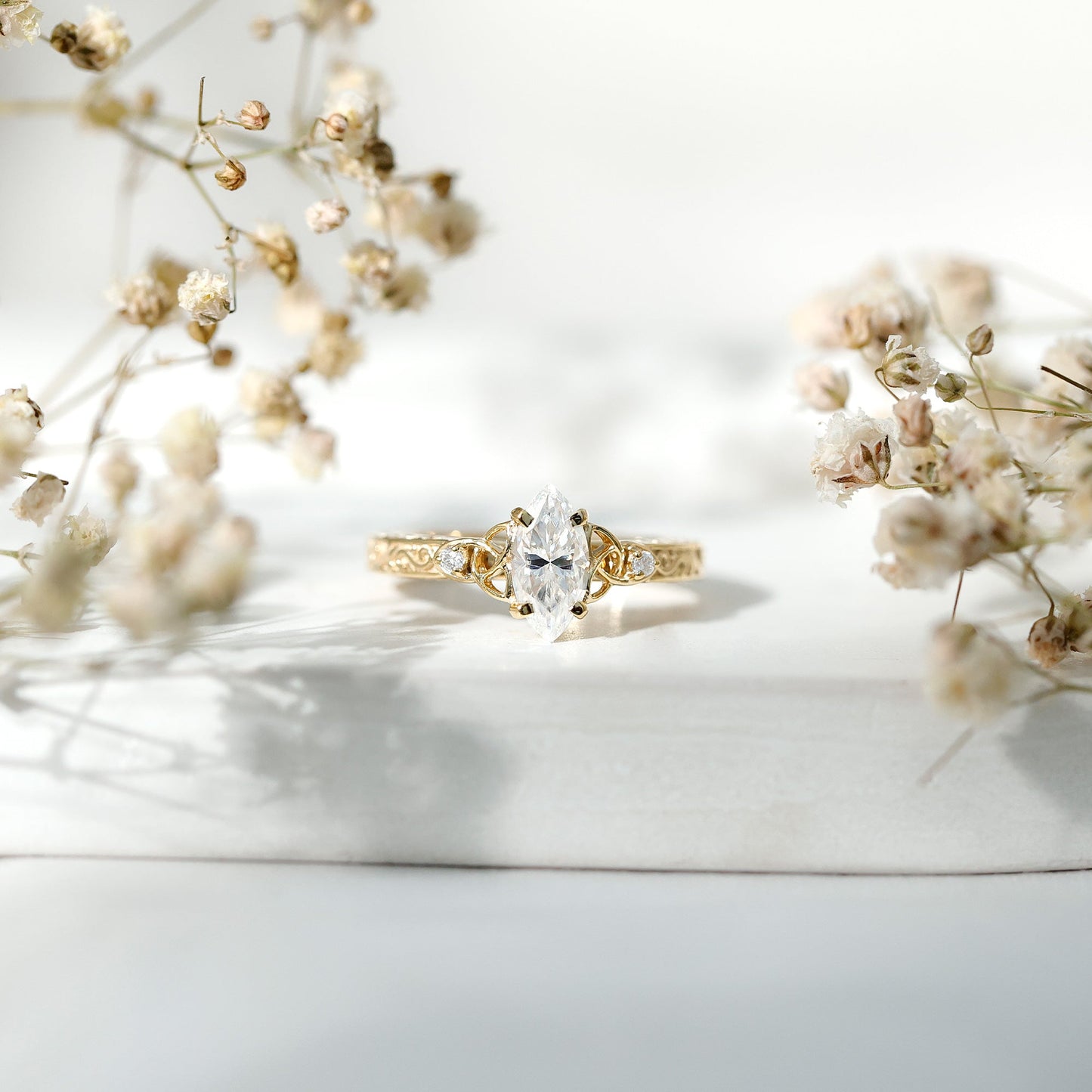 Antique Style Moissanite Celtic Knot Engagement Ring