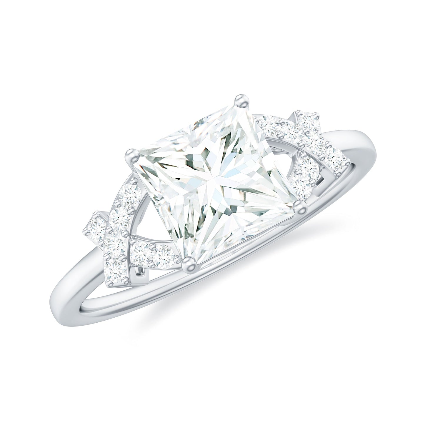 1.2 Carat Princess Cut Moissanite Solitaire Engagement Ring