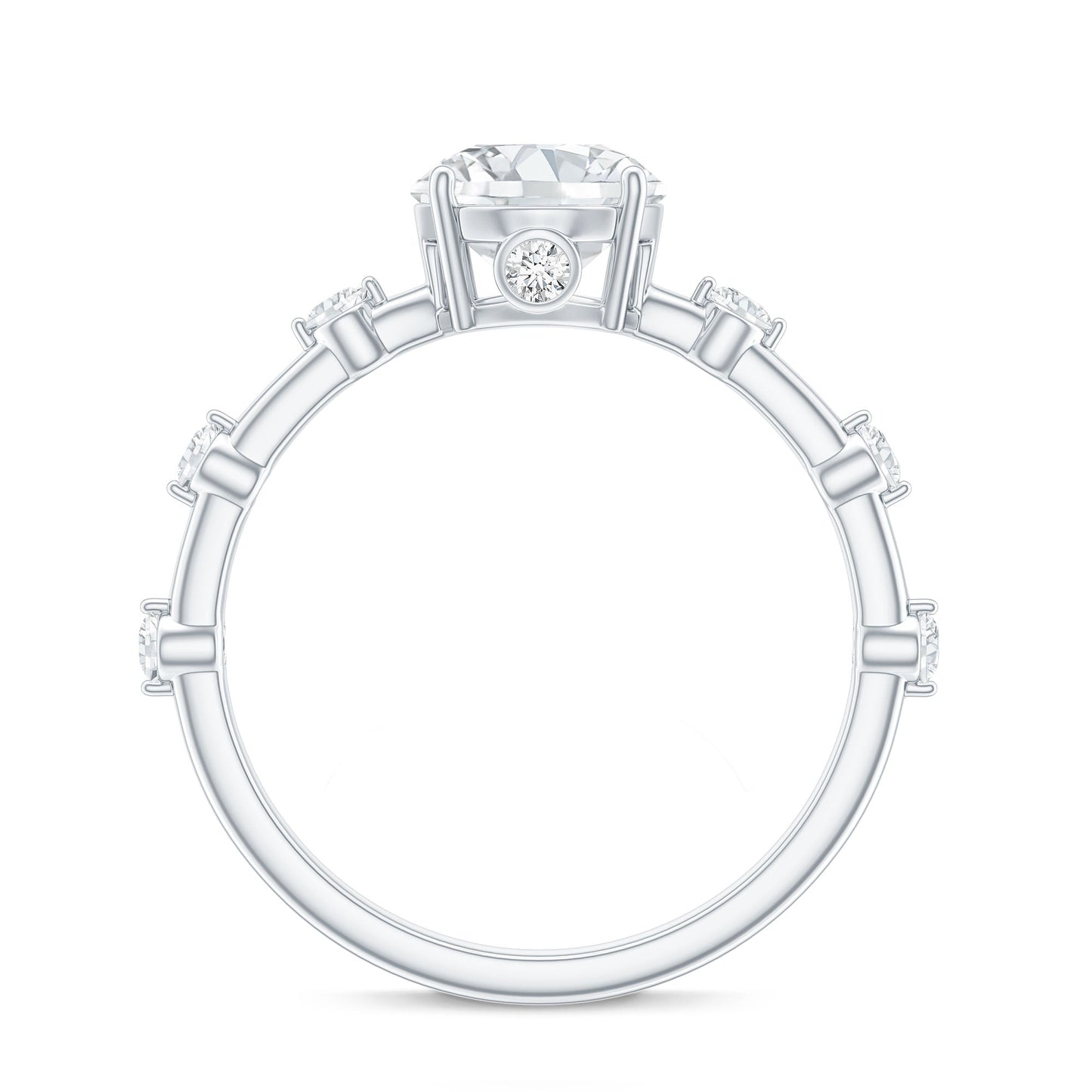 Certified Round Shape Moissanite Solitaire Engagement Ring