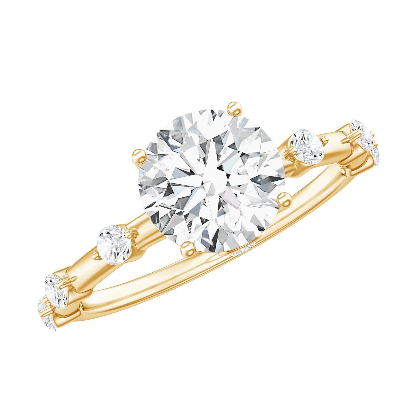 Certified Round Shape Moissanite Solitaire Engagement Ring