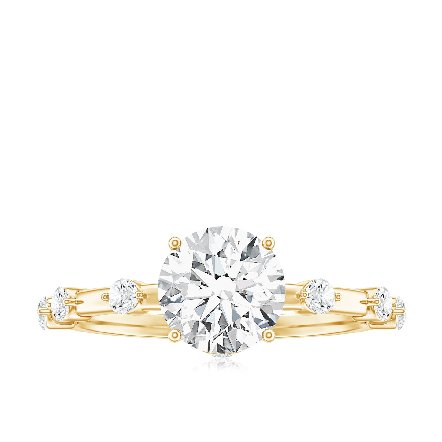 Certified Round Shape Moissanite Solitaire Engagement Ring