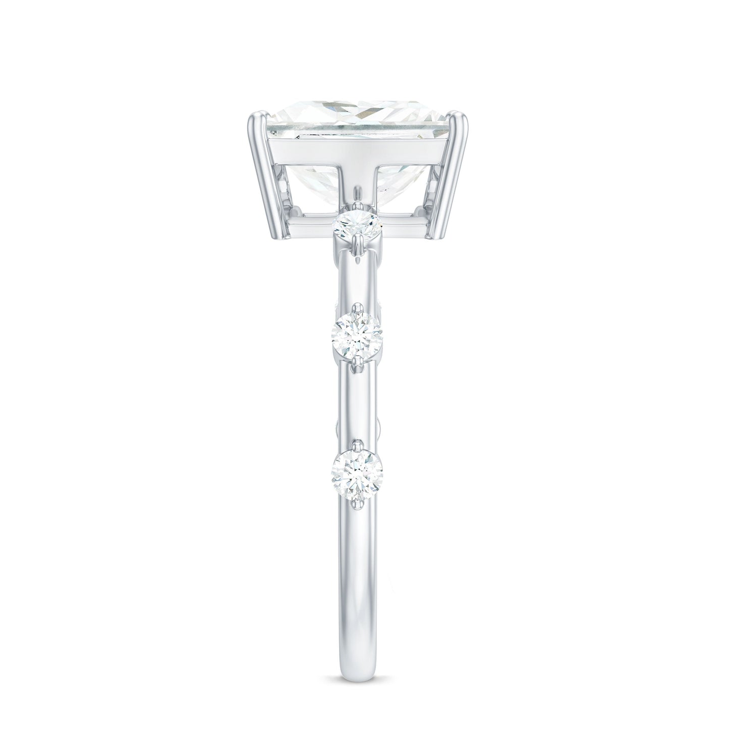 3 Carat Certified Princess Cut Moissanite Solitaire Engagement Ring