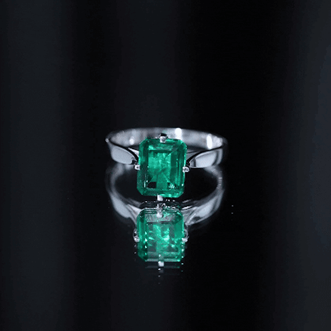 3 Carat Emerald Cut Lab Grown Emerald Solitaire Engagement Ring