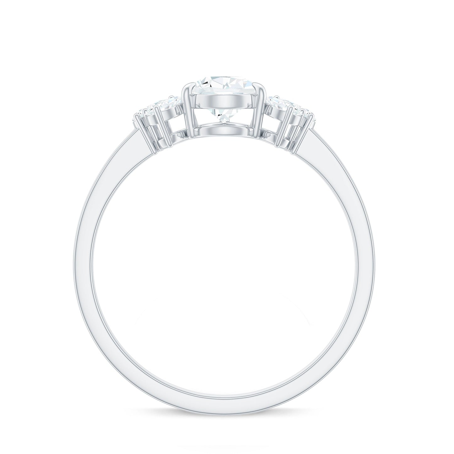 Certified Moissanite Pear Shape Engagement Ring with Trio