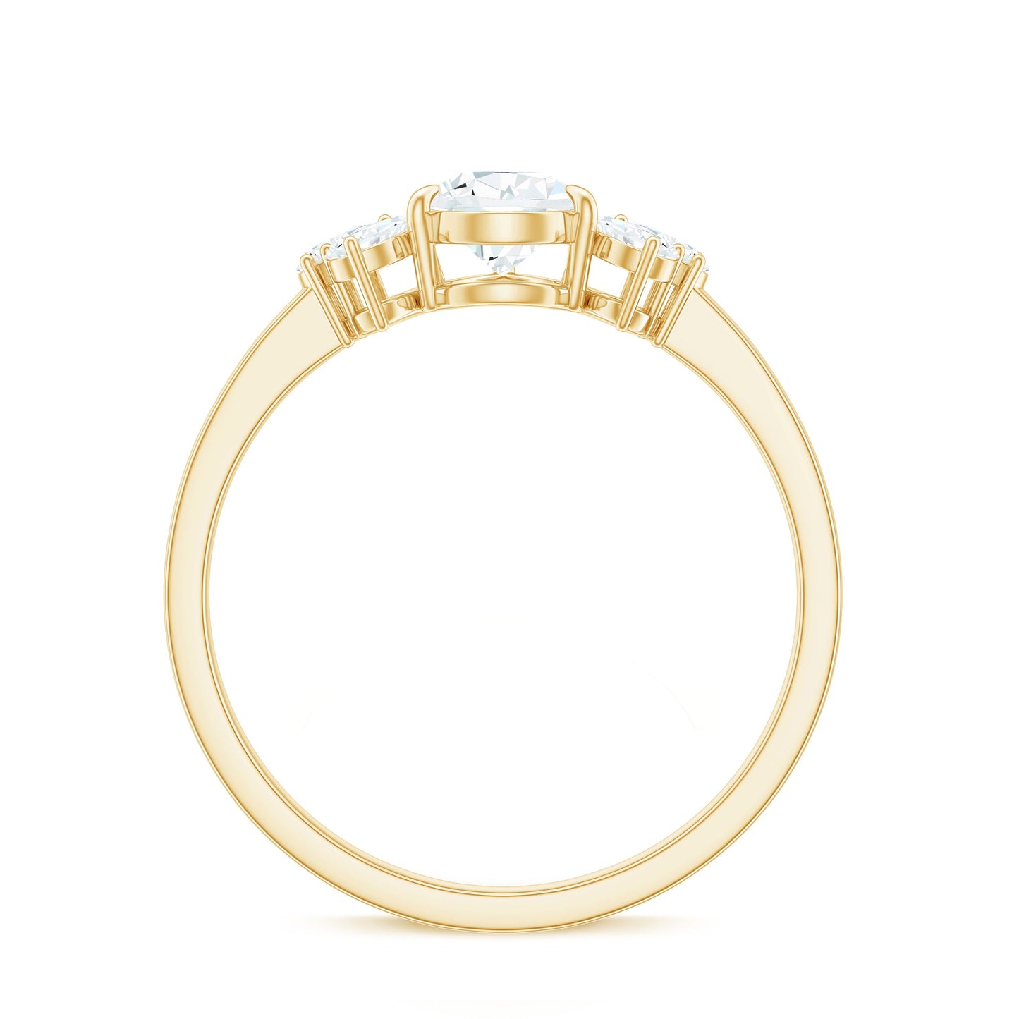 Certified Moissanite Pear Shape Engagement Ring with Trio