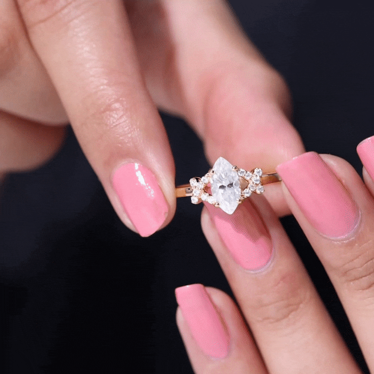 Certified 1 Carat Moissanite Marquise Engagement Ring in Split Shank