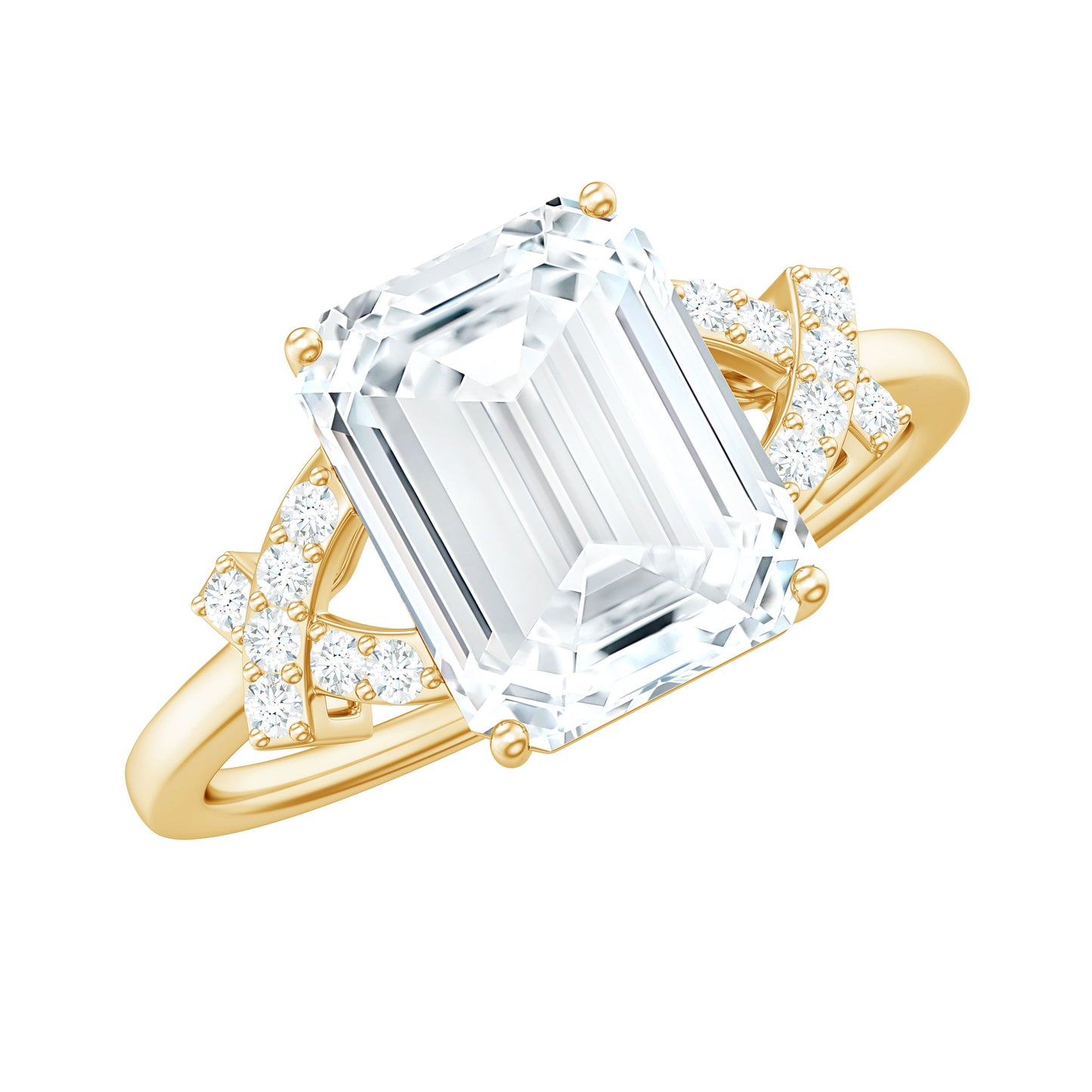2.8 Carat Emerald Cut Certified Moissanite Solitaire Engagement Ring