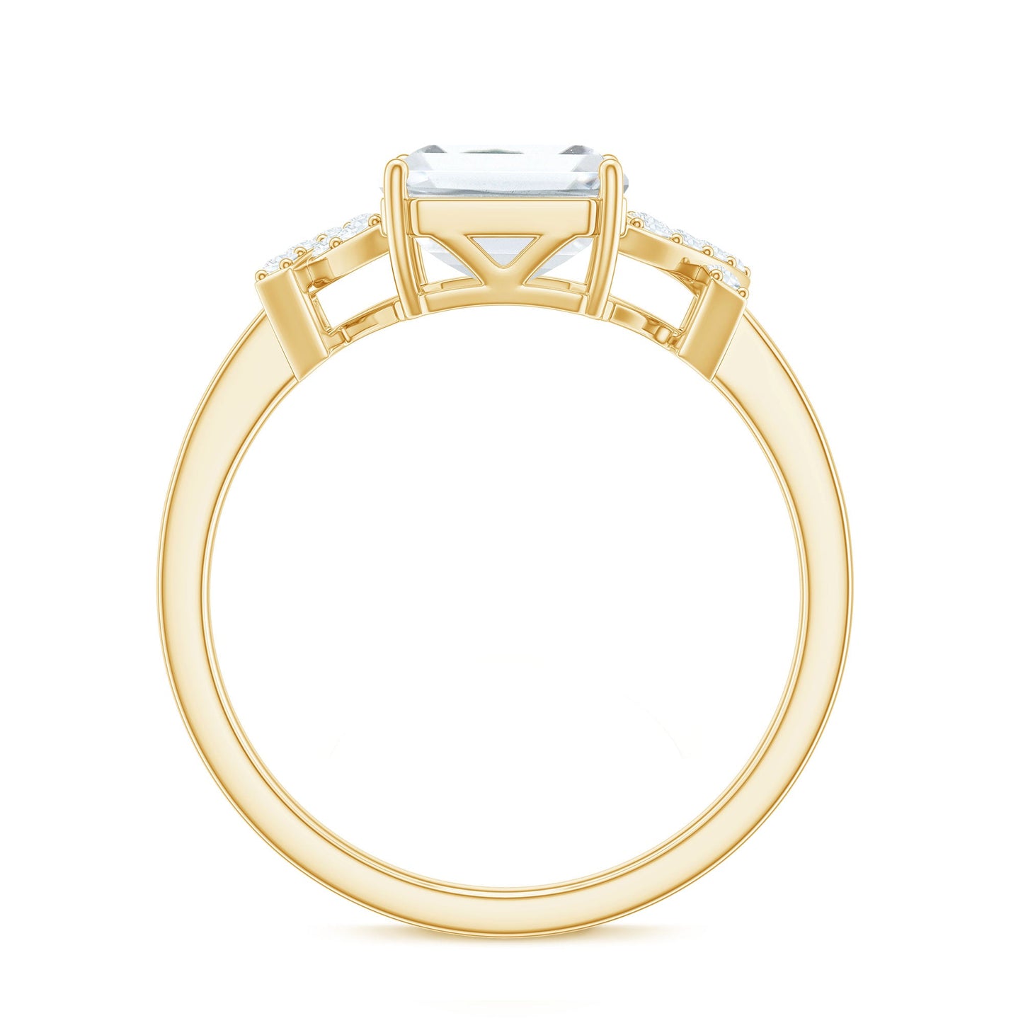 2.8 Carat Emerald Cut Certified Moissanite Solitaire Engagement Ring