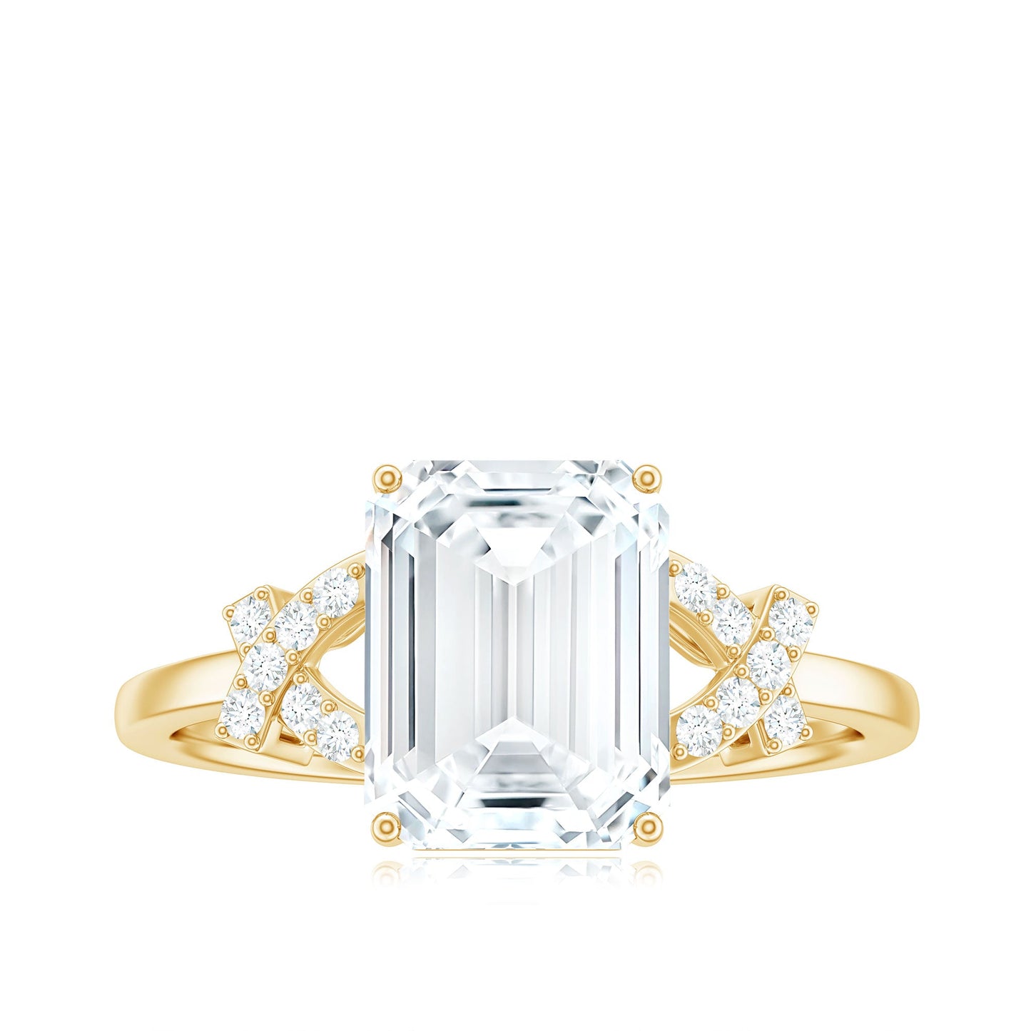 2.8 Carat Emerald Cut Certified Moissanite Solitaire Engagement Ring