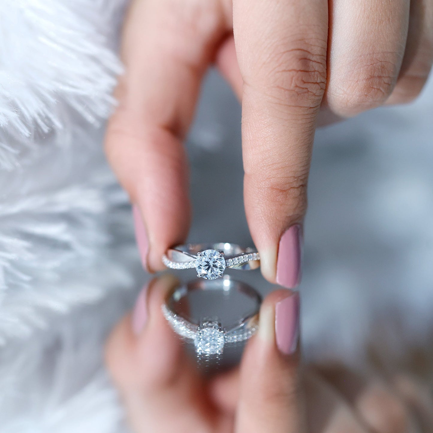 Classic Round Cut Moissanite Solitaire Engagement Ring for Women