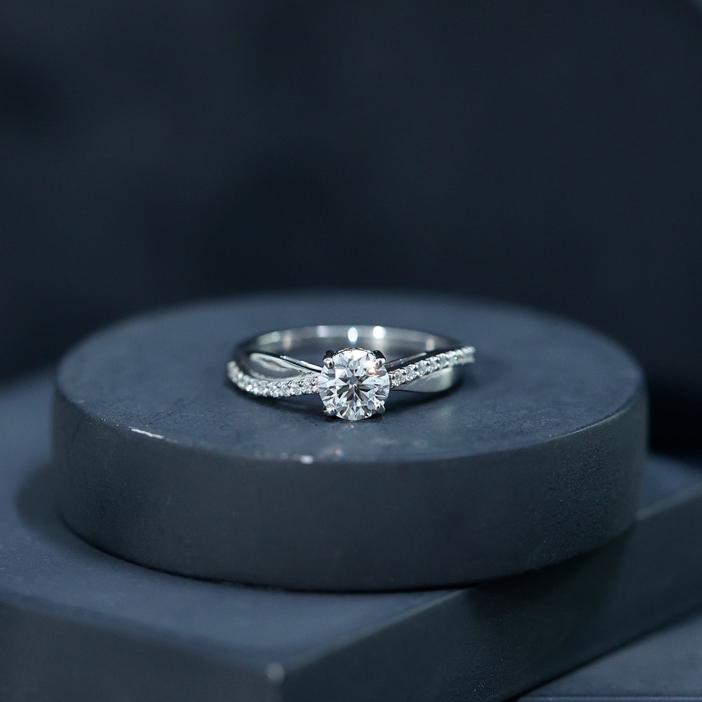 Classic Round Cut Moissanite Solitaire Engagement Ring for Women