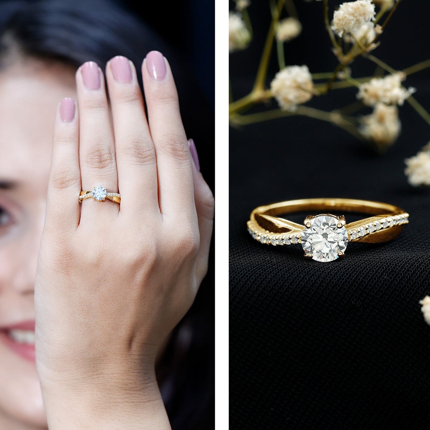 Classic Round Cut Moissanite Solitaire Engagement Ring for Women
