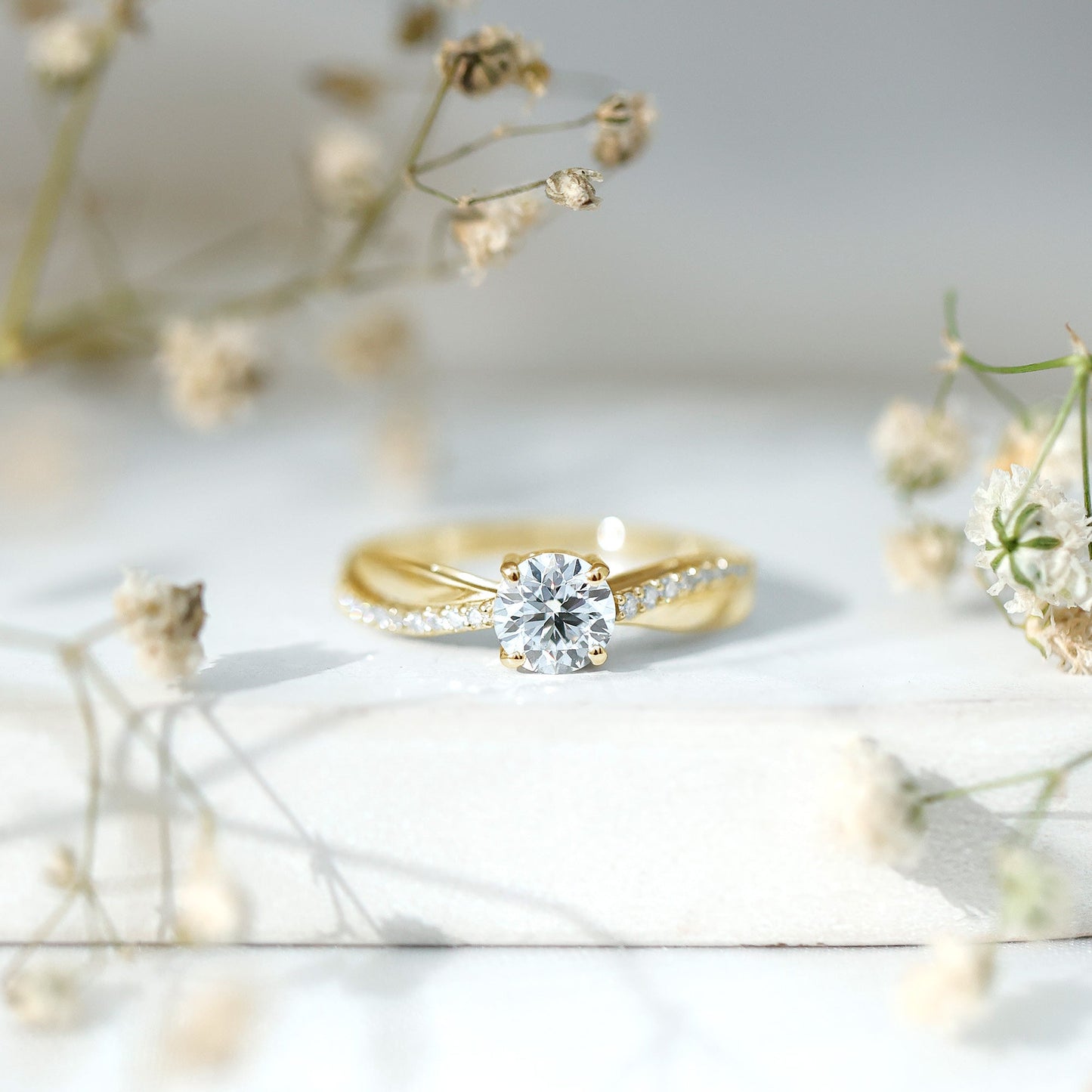 Classic Round Cut Moissanite Solitaire Engagement Ring for Women