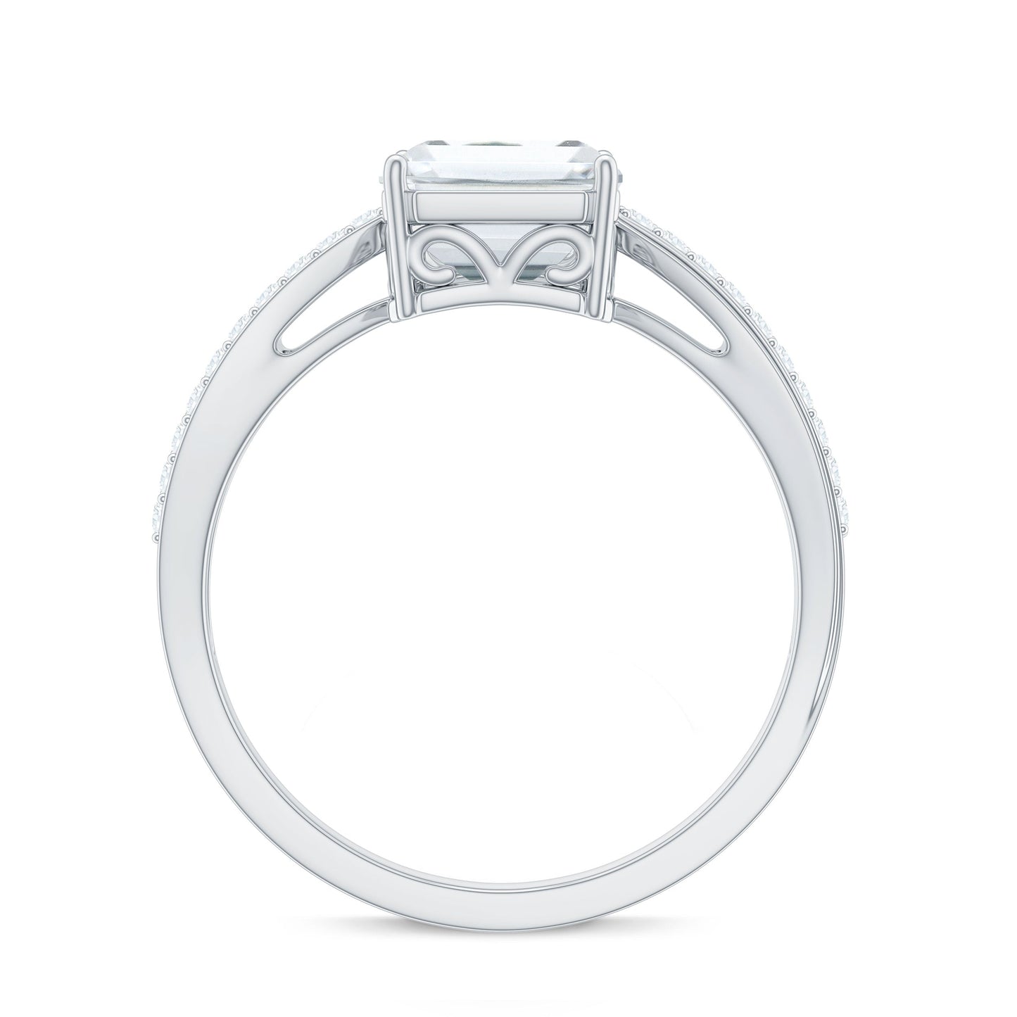 2.8 Carat Emerald Cut Moissanite Solitaire Classic Engagement Ring
