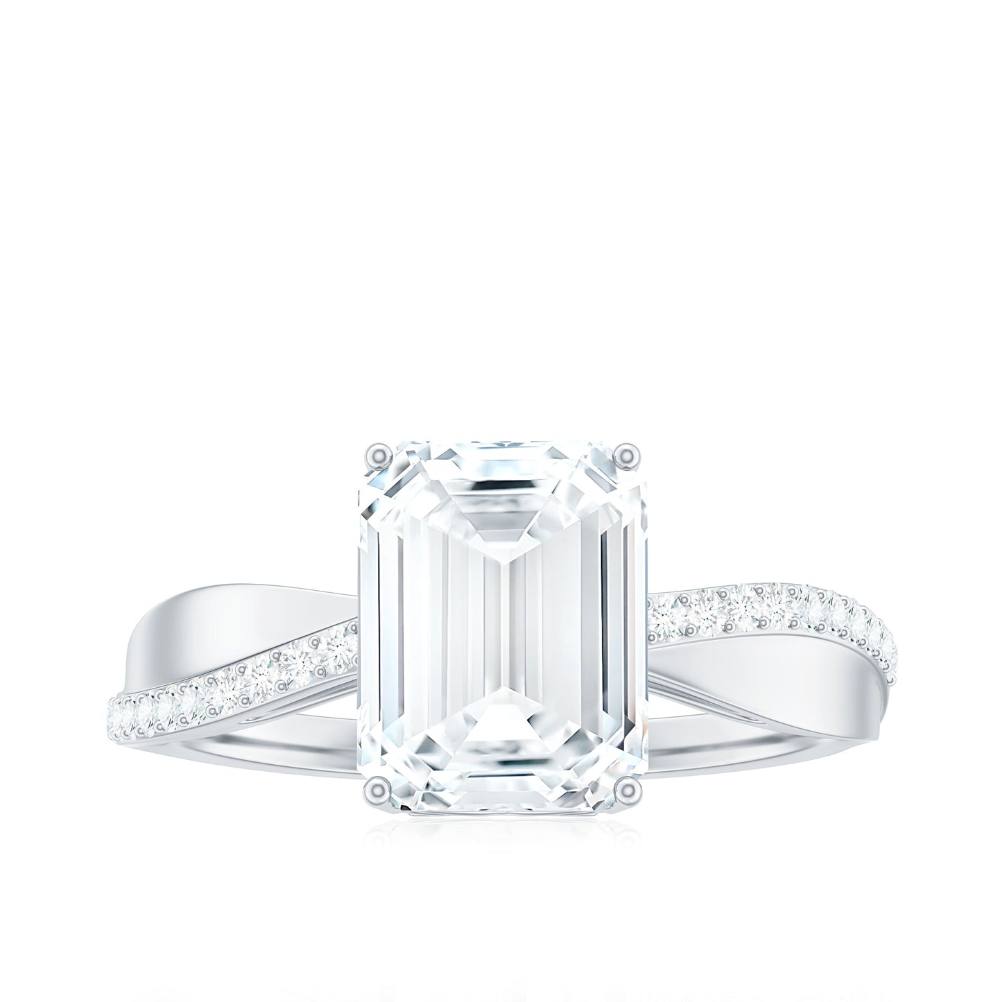 2.8 Carat Emerald Cut Moissanite Solitaire Classic Engagement Ring
