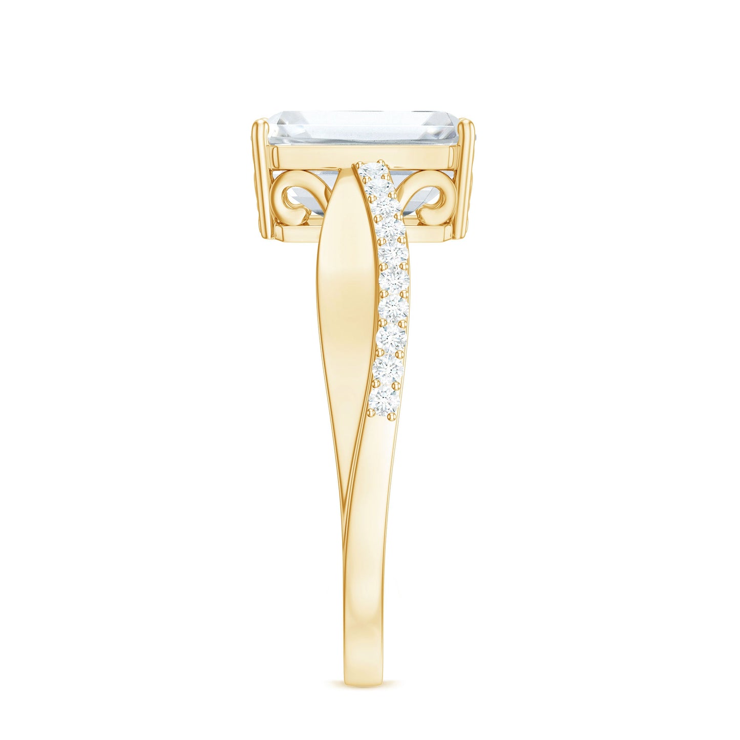 2.8 Carat Emerald Cut Moissanite Solitaire Classic Engagement Ring
