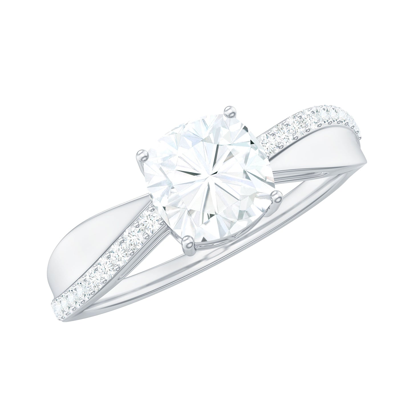 Cushion Cut Moissanite Bypass Engagement Ring