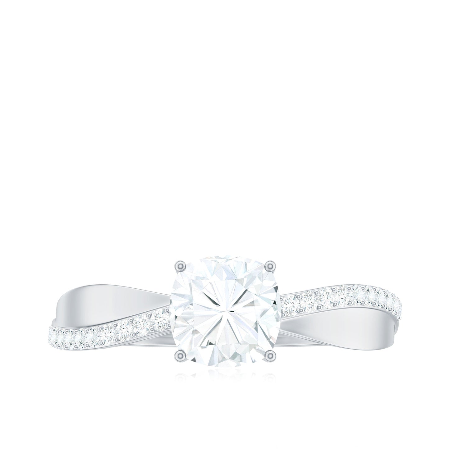 Cushion Cut Moissanite Bypass Engagement Ring