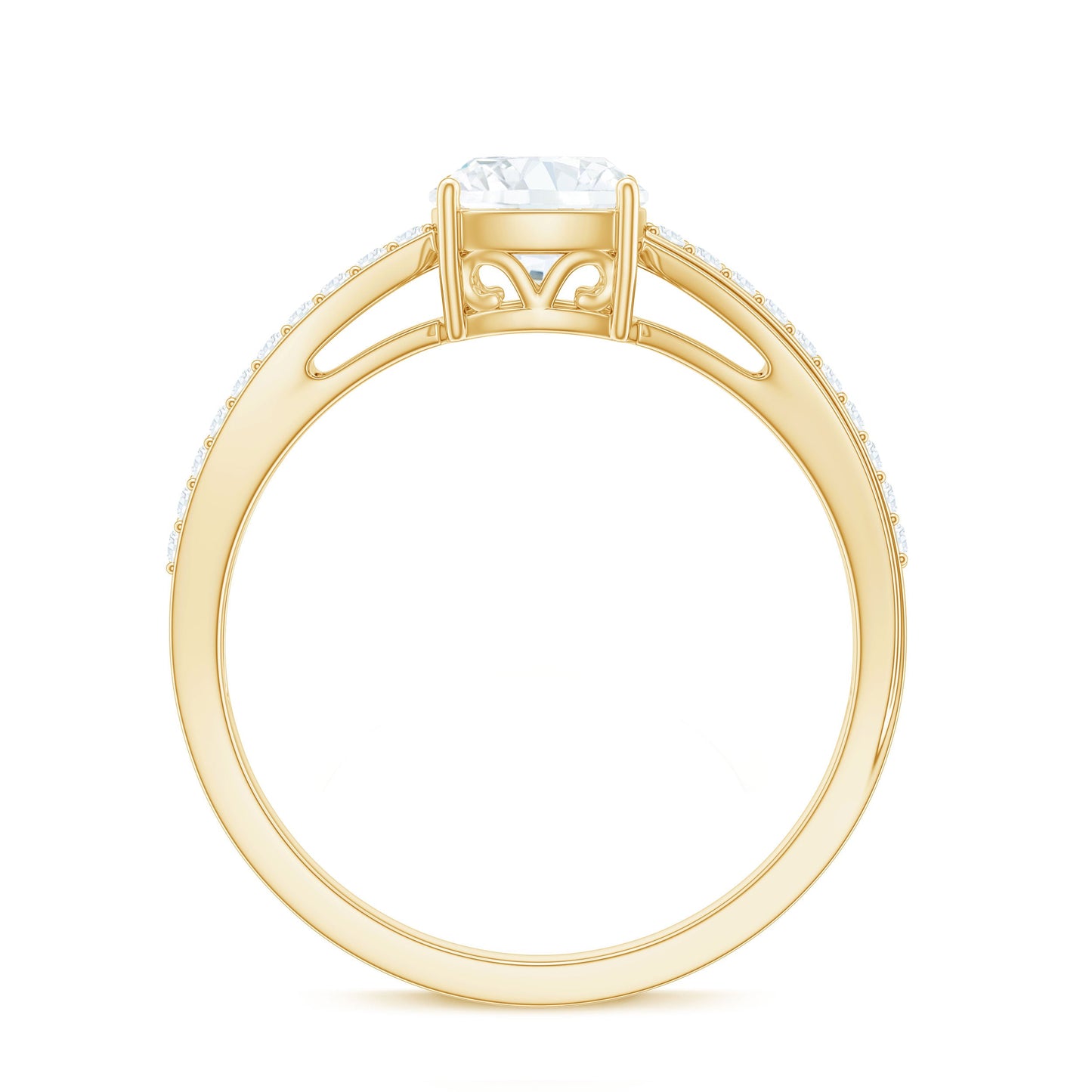 Cushion Cut Moissanite Bypass Engagement Ring