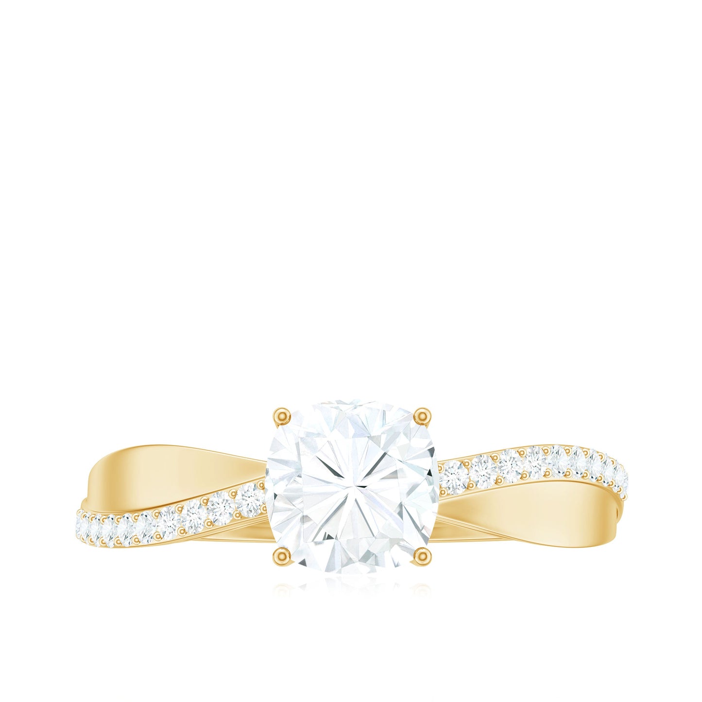 Cushion Cut Moissanite Bypass Engagement Ring