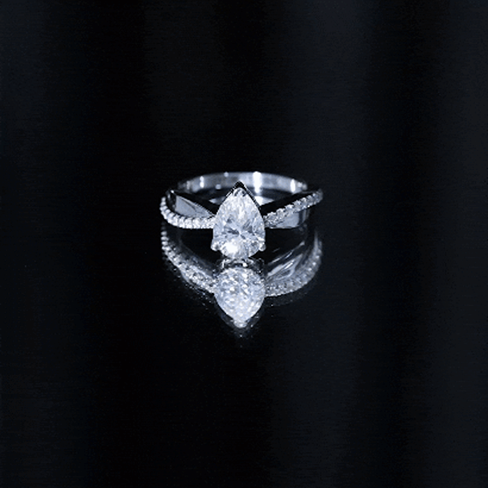 1.3 Carat Pear Shape Moissanite Solitaire Engagement Ring