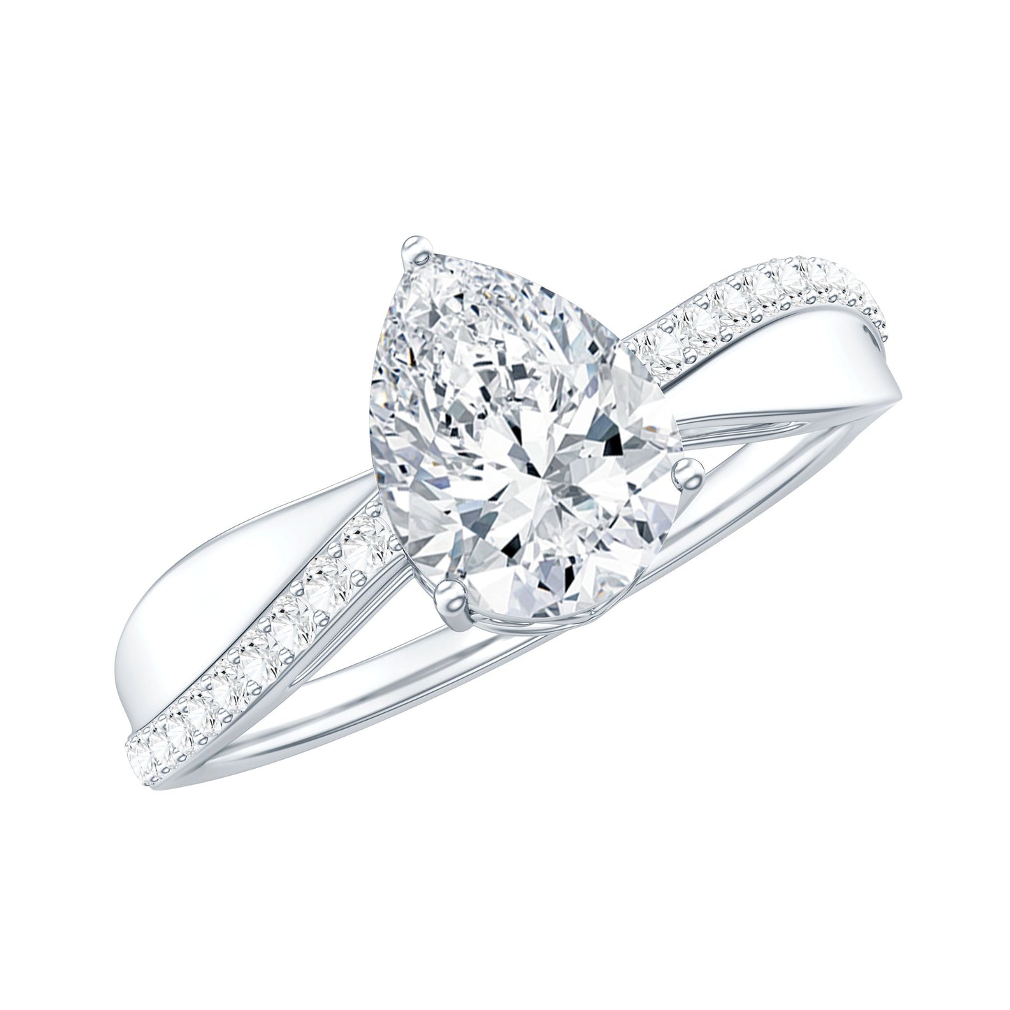 1.3 Carat Pear Shape Moissanite Solitaire Engagement Ring