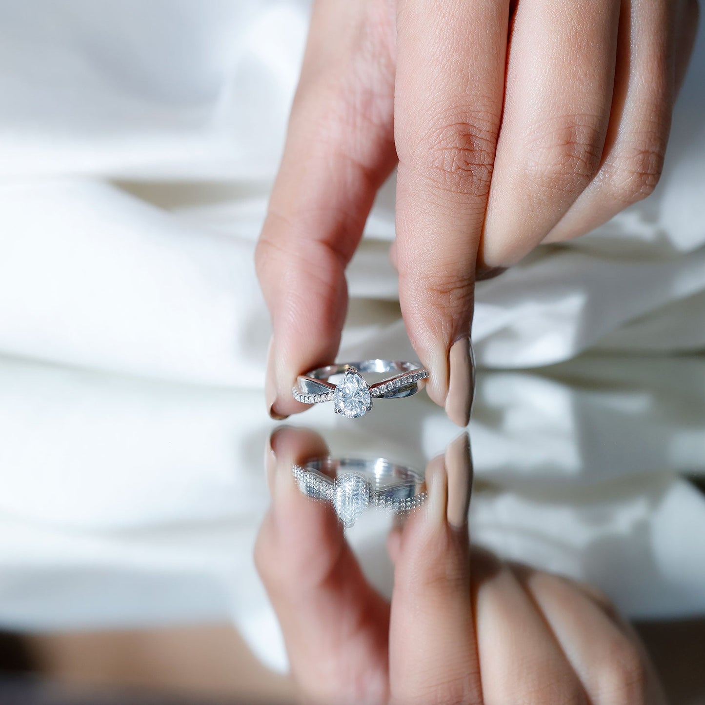 1.3 Carat Pear Shape Moissanite Solitaire Engagement Ring