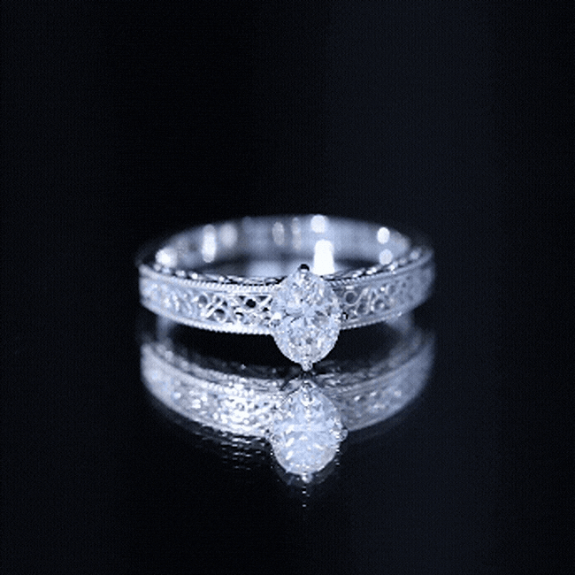 1.2 Carat Moissanite Oblong Engagement Ring with Filigree Shank