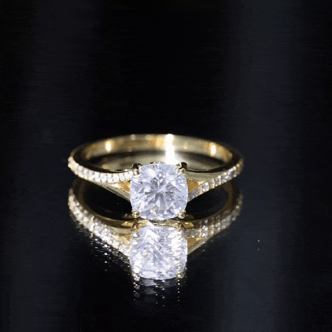 Huge Cushion Cut Moissanite Engagement Ring with Split Shank