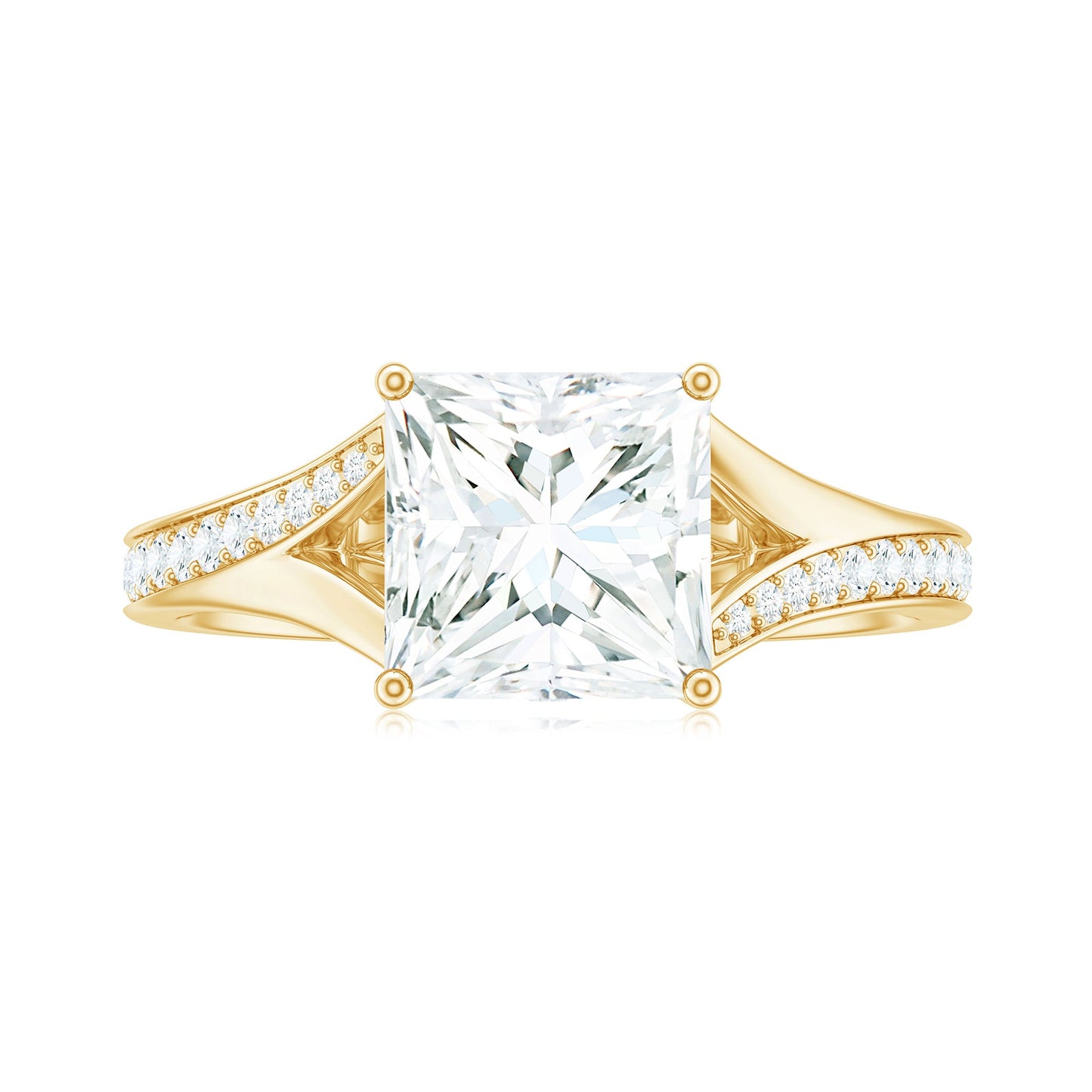 3 Carat Princess Cut Moissanite Solitaire Engagement Ring with Split Shank