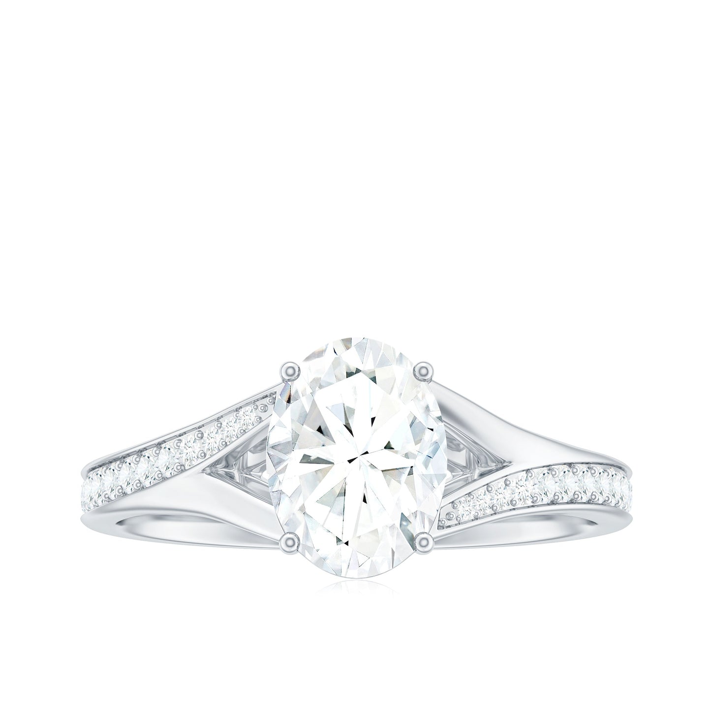 1.2 Carat Oval Cut Moissanite Solitaire Engagement Ring with Split Shank