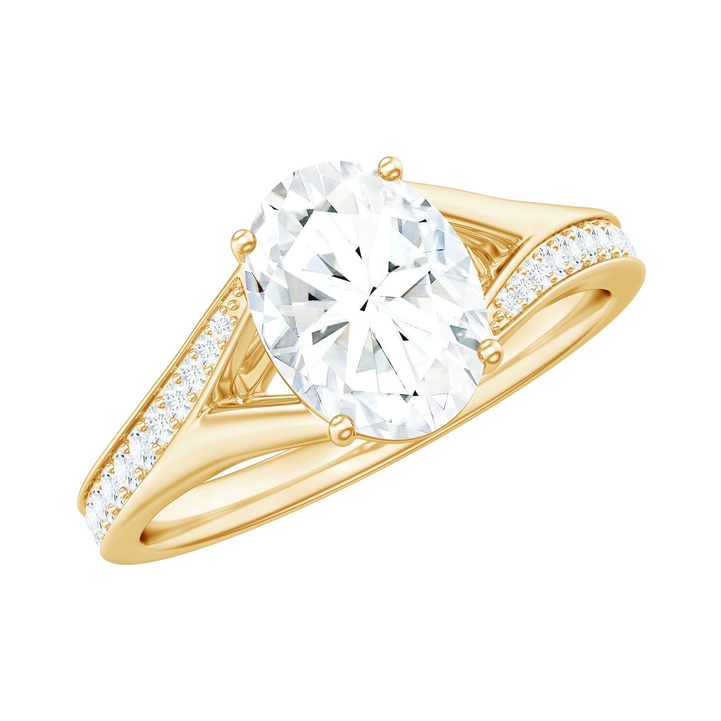 1.2 Carat Oval Cut Moissanite Solitaire Engagement Ring with Split Shank