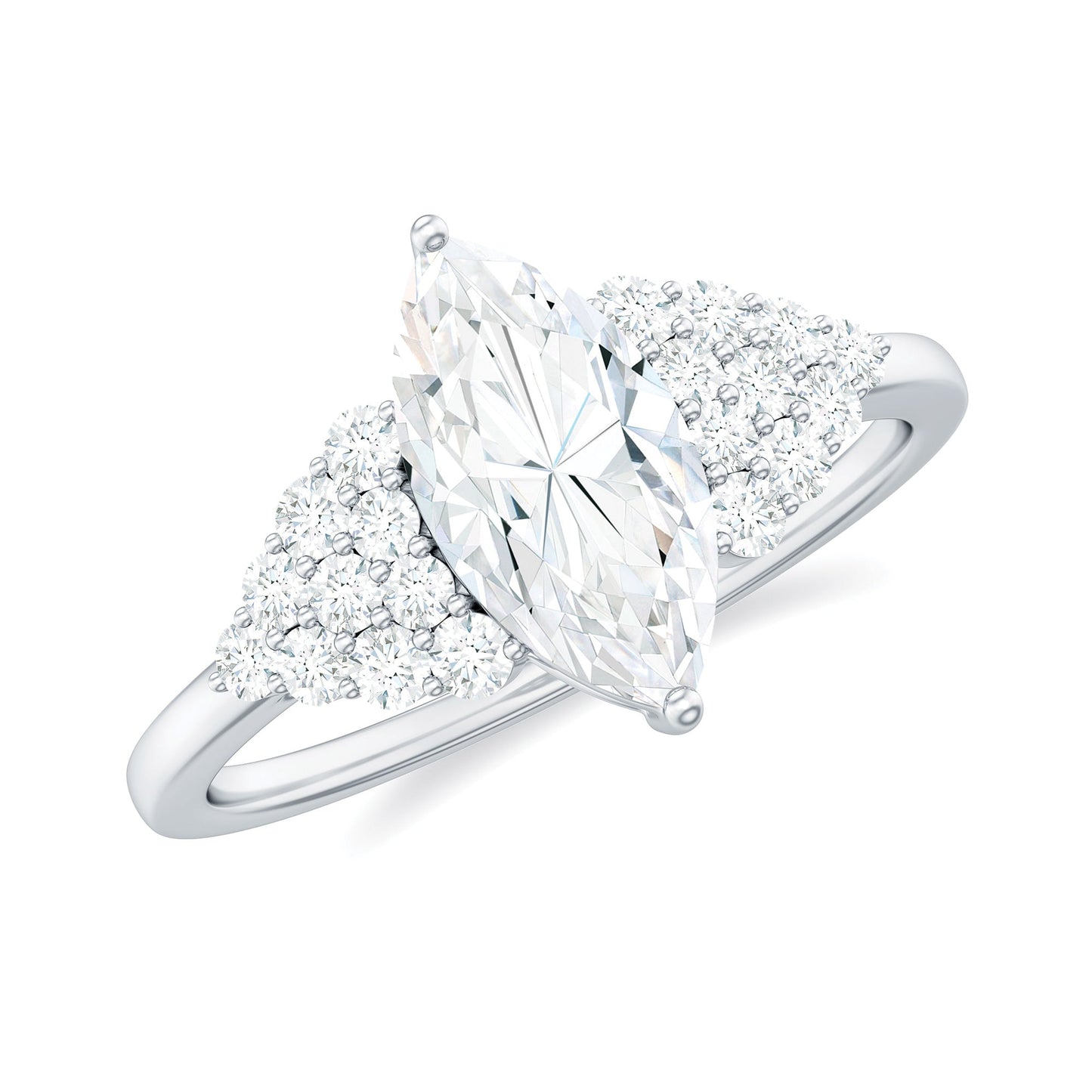 1 Carat Marquise Cut Moissanite Classic Engagement Ring