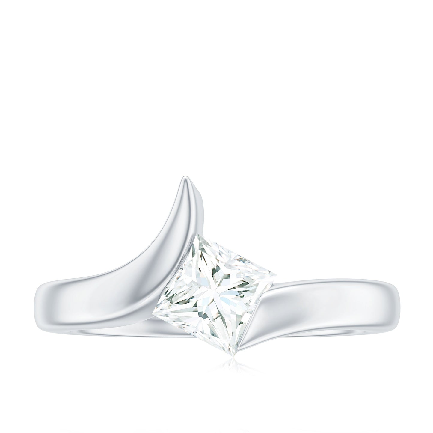 0.7 Carat Princess Cut Moissanite Solitaire Ring in Tension Setting