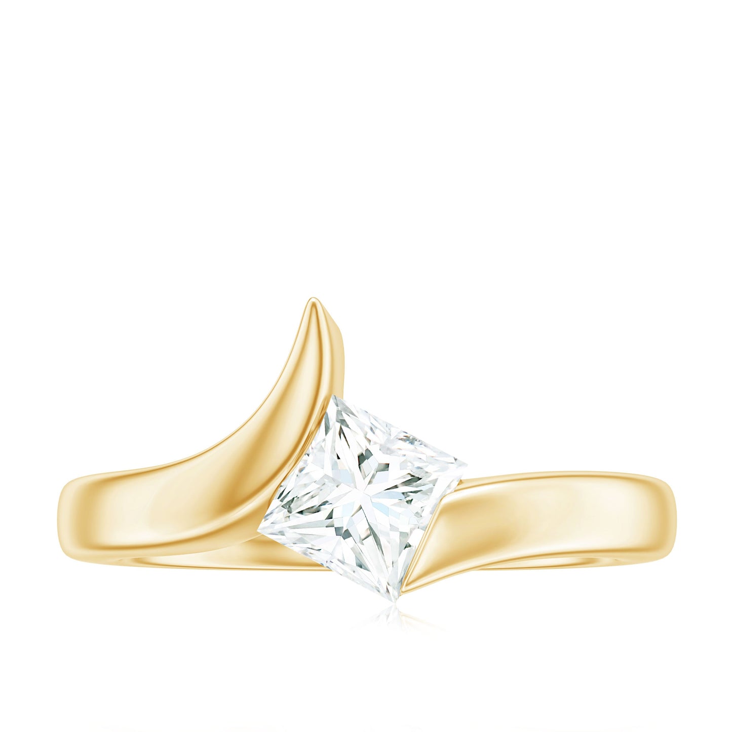 0.7 Carat Princess Cut Moissanite Solitaire Ring in Tension Setting