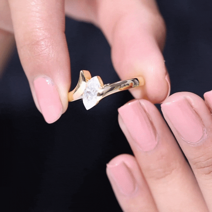 Moissanite Marquise Cut Engagement Ring In Tension Setting