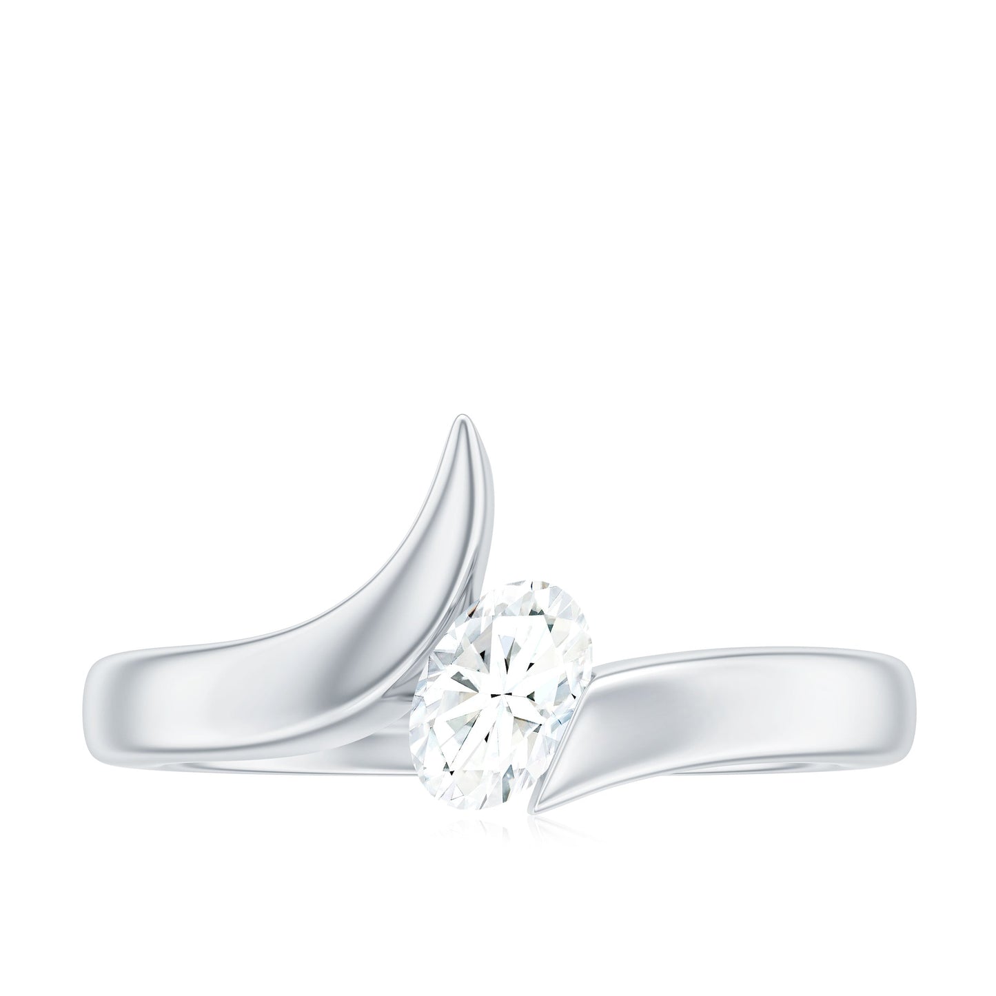 0.4 Carat Oval Cut Moissanite Solitaire Bypass Ring