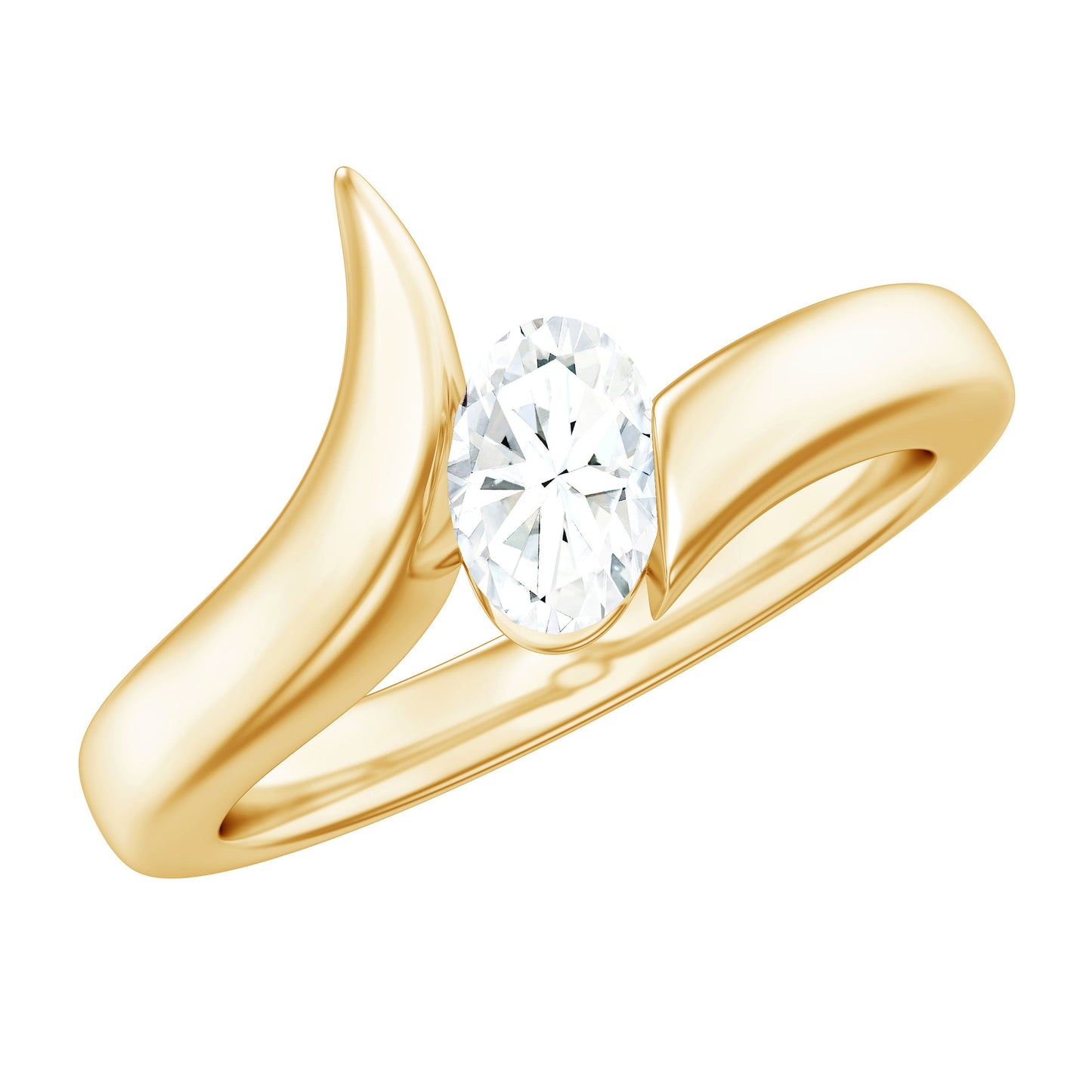 0.4 Carat Oval Cut Moissanite Solitaire Bypass Ring