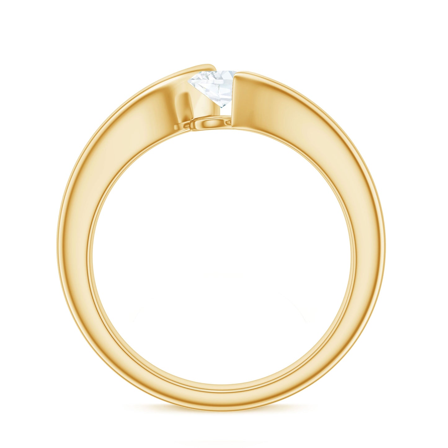0.4 Carat Oval Cut Moissanite Solitaire Bypass Ring