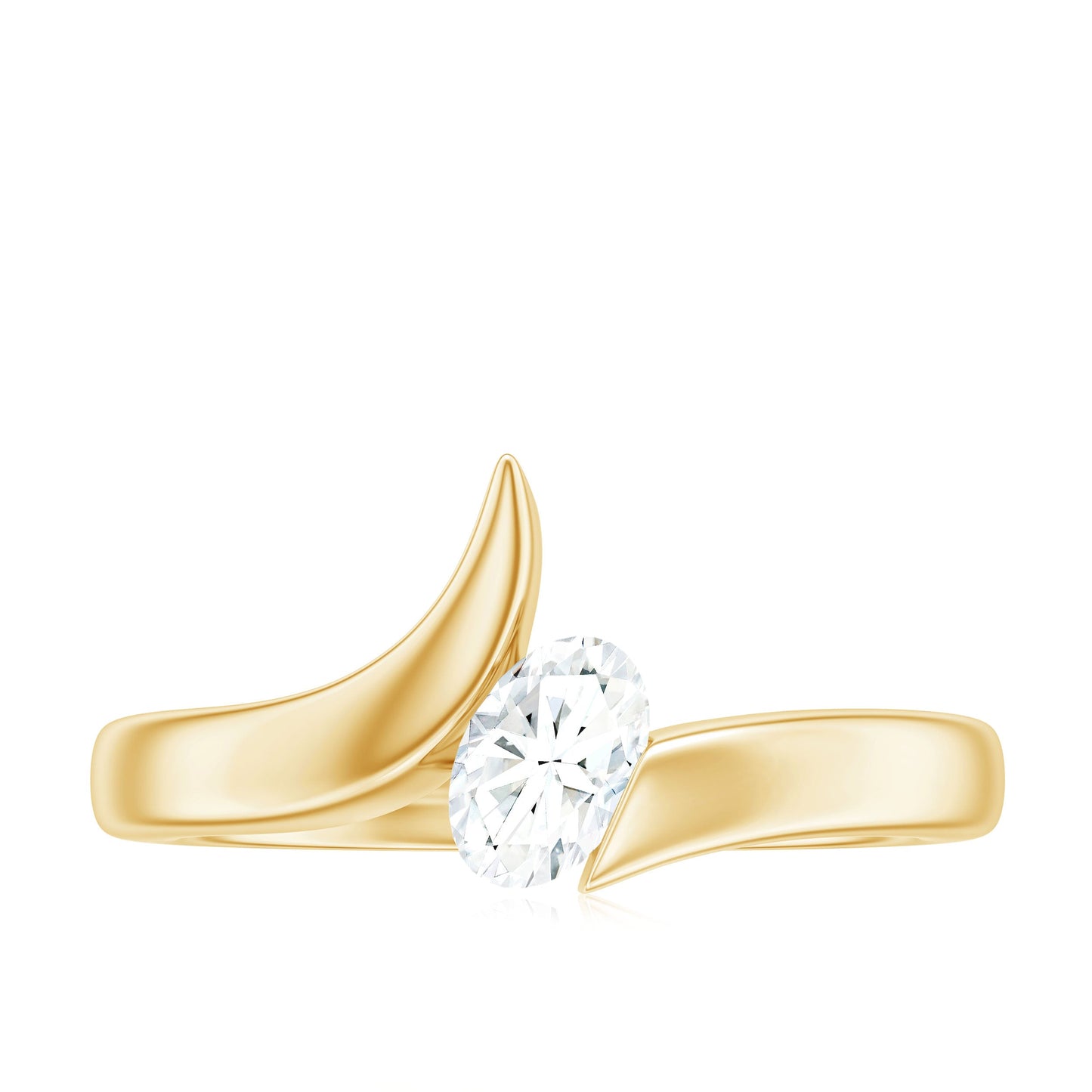 0.4 Carat Oval Cut Moissanite Solitaire Bypass Ring