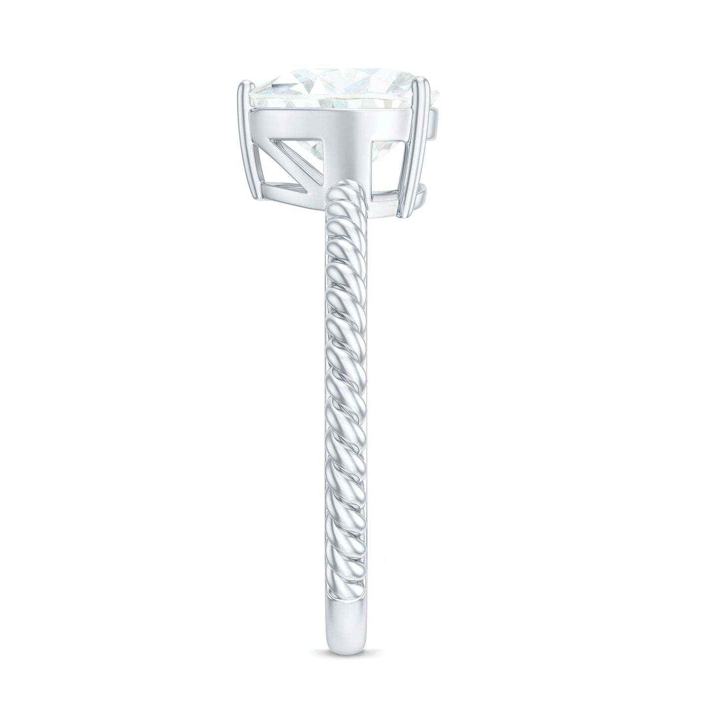 2 Carat Moissanite Engagement Ring with Twisted Rope Shank