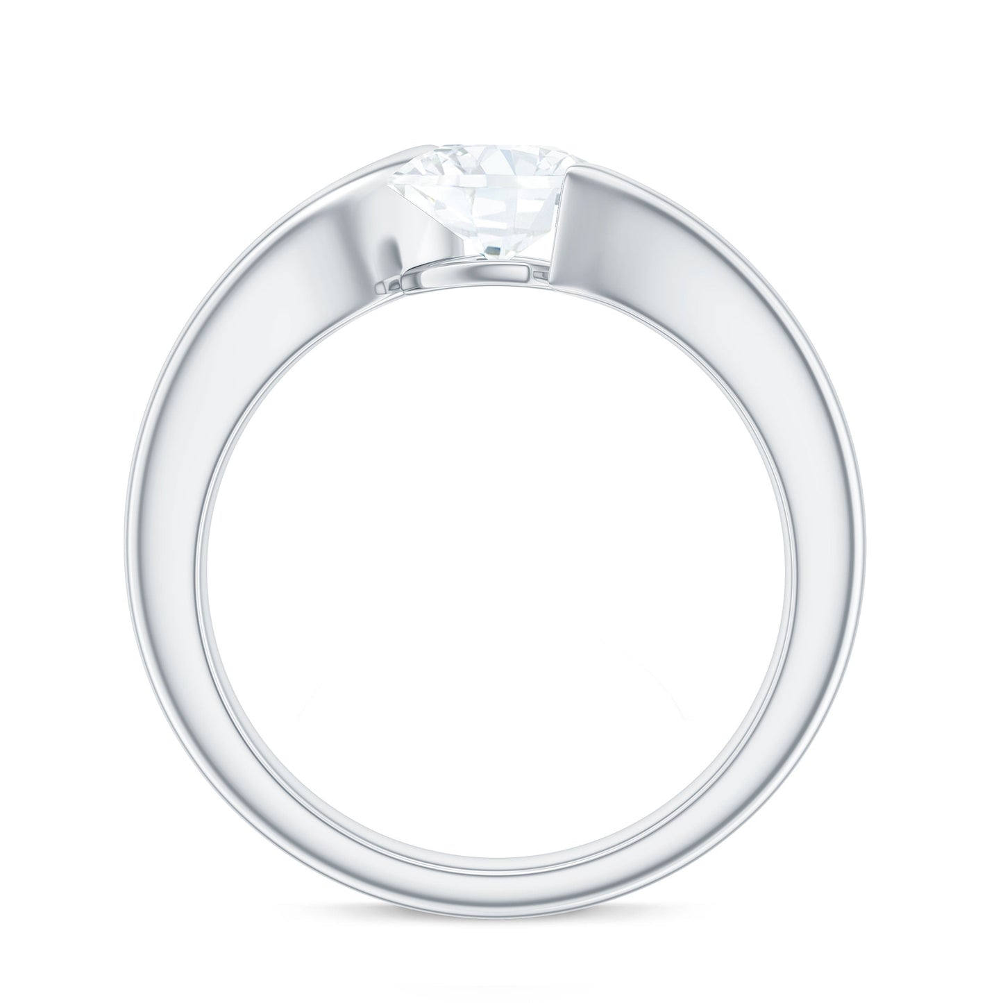 1.7 Carat Cushion Cut Moissanite Solitaire Engagement Ring with Bypass Shank
