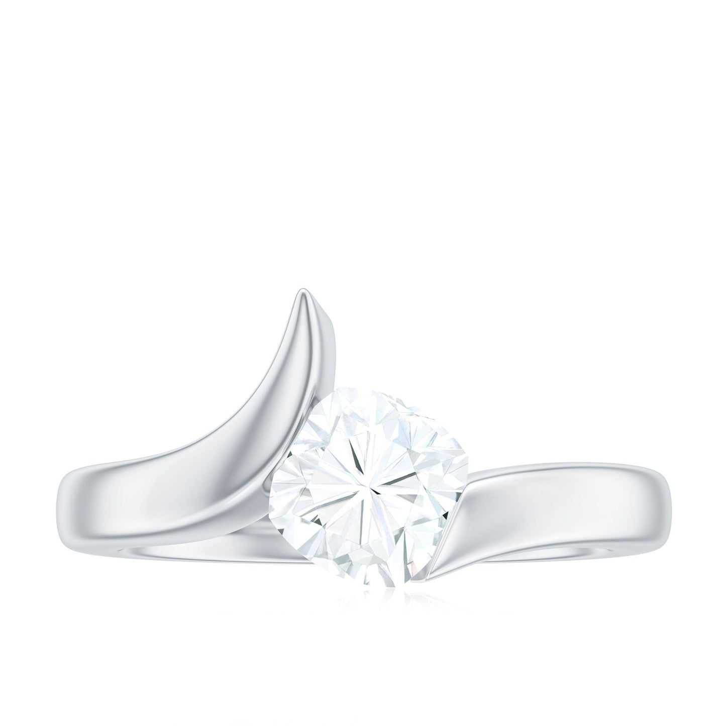 1.7 Carat Cushion Cut Moissanite Solitaire Engagement Ring with Bypass Shank