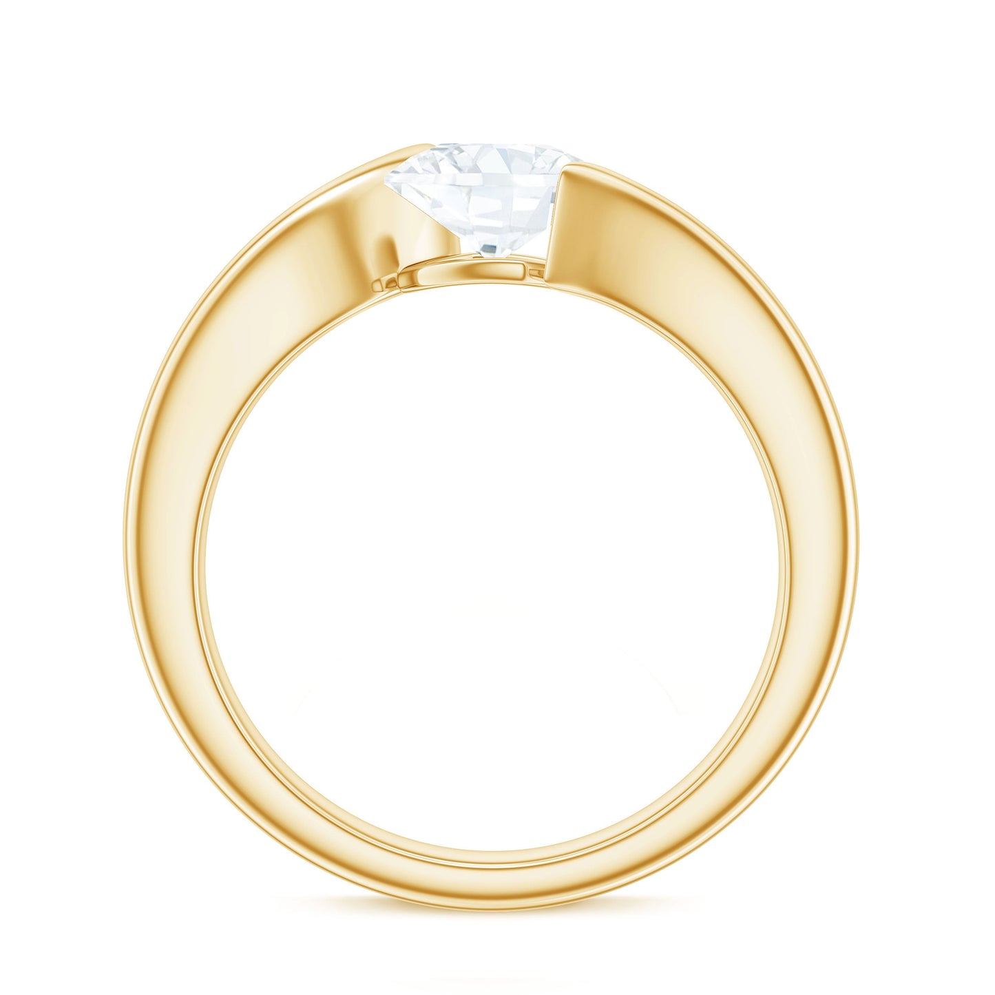 1.7 Carat Cushion Cut Moissanite Solitaire Engagement Ring with Bypass Shank