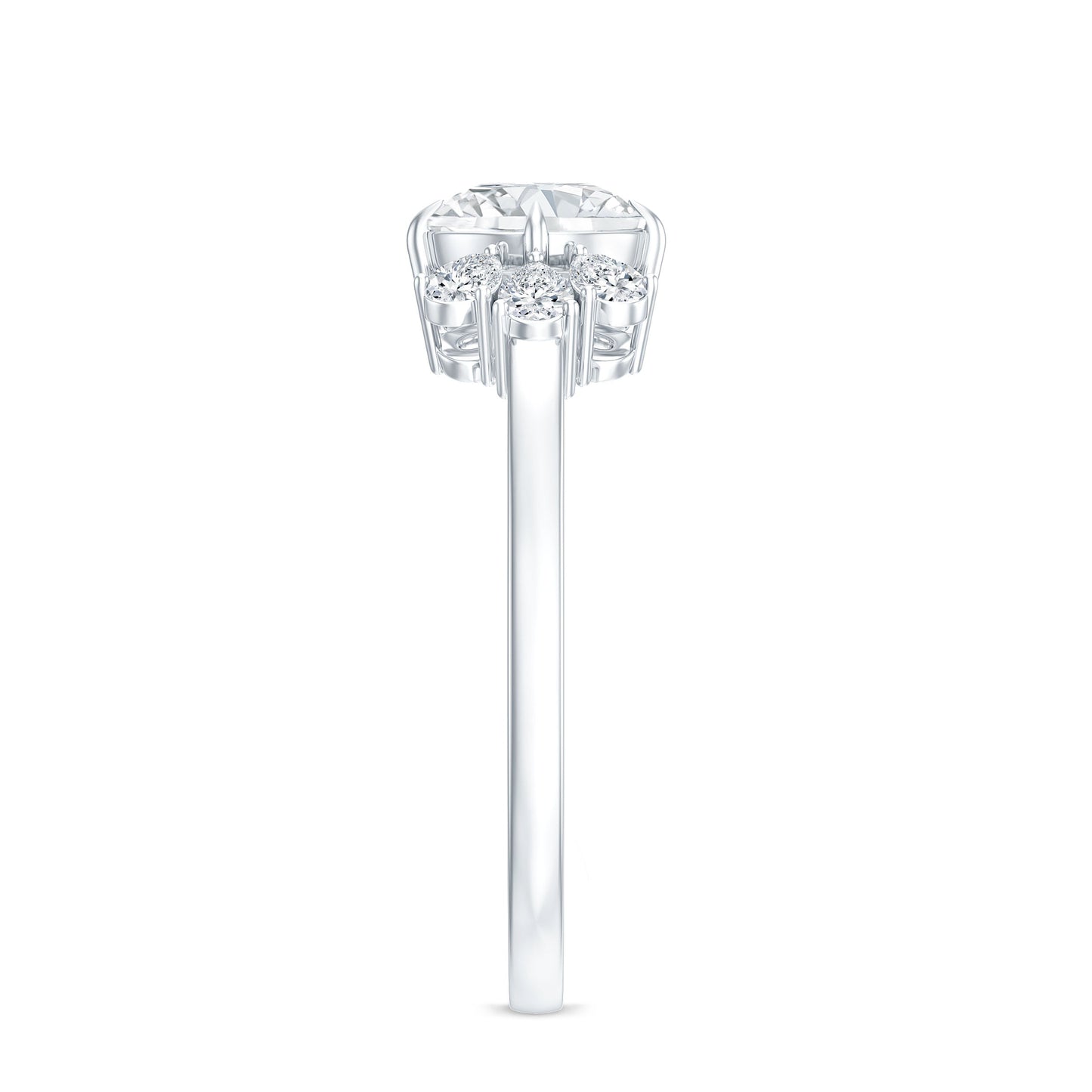 0.9 Carat Round Moissanite Minimal Solitaire Engagement Ring