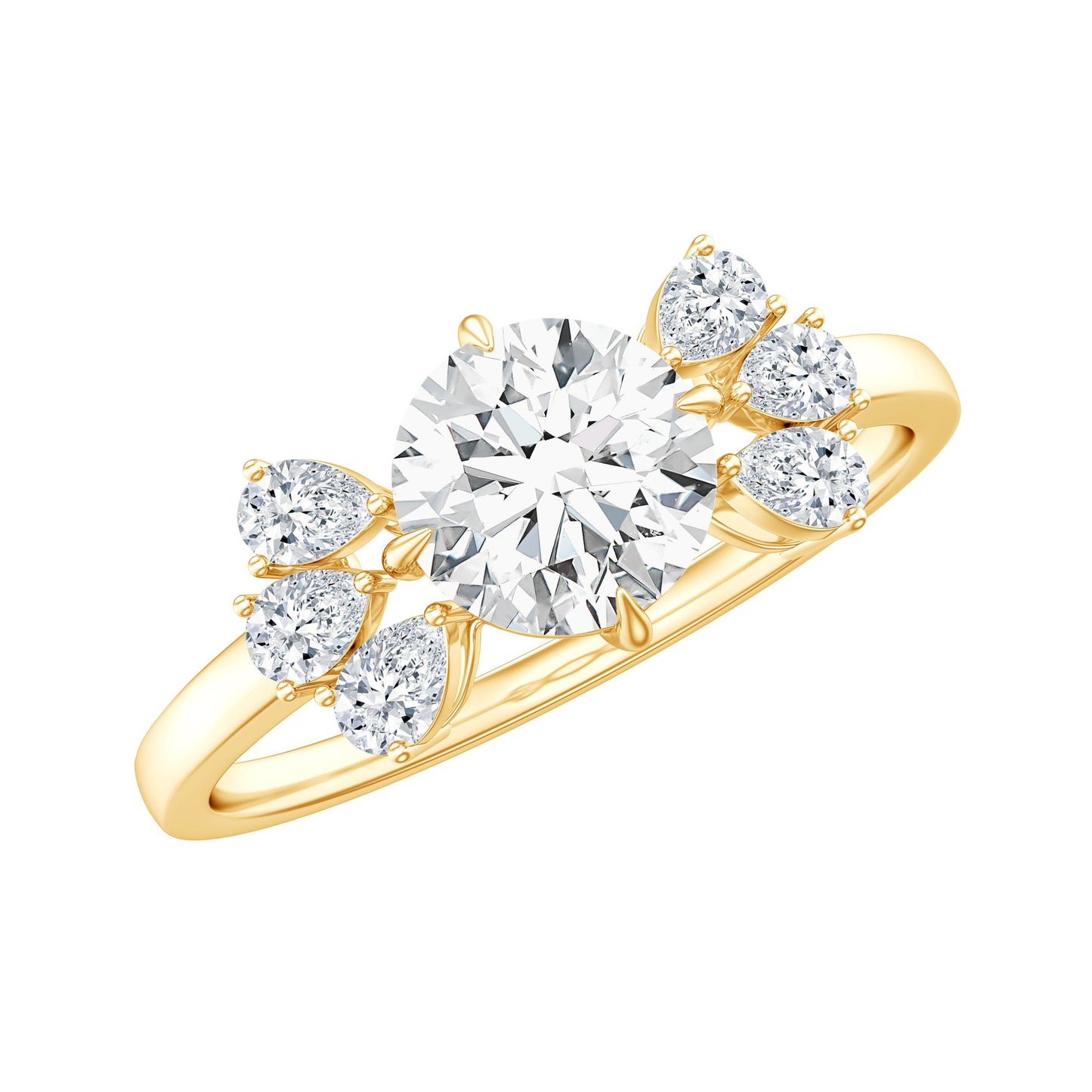 0.9 Carat Round Moissanite Minimal Solitaire Engagement Ring