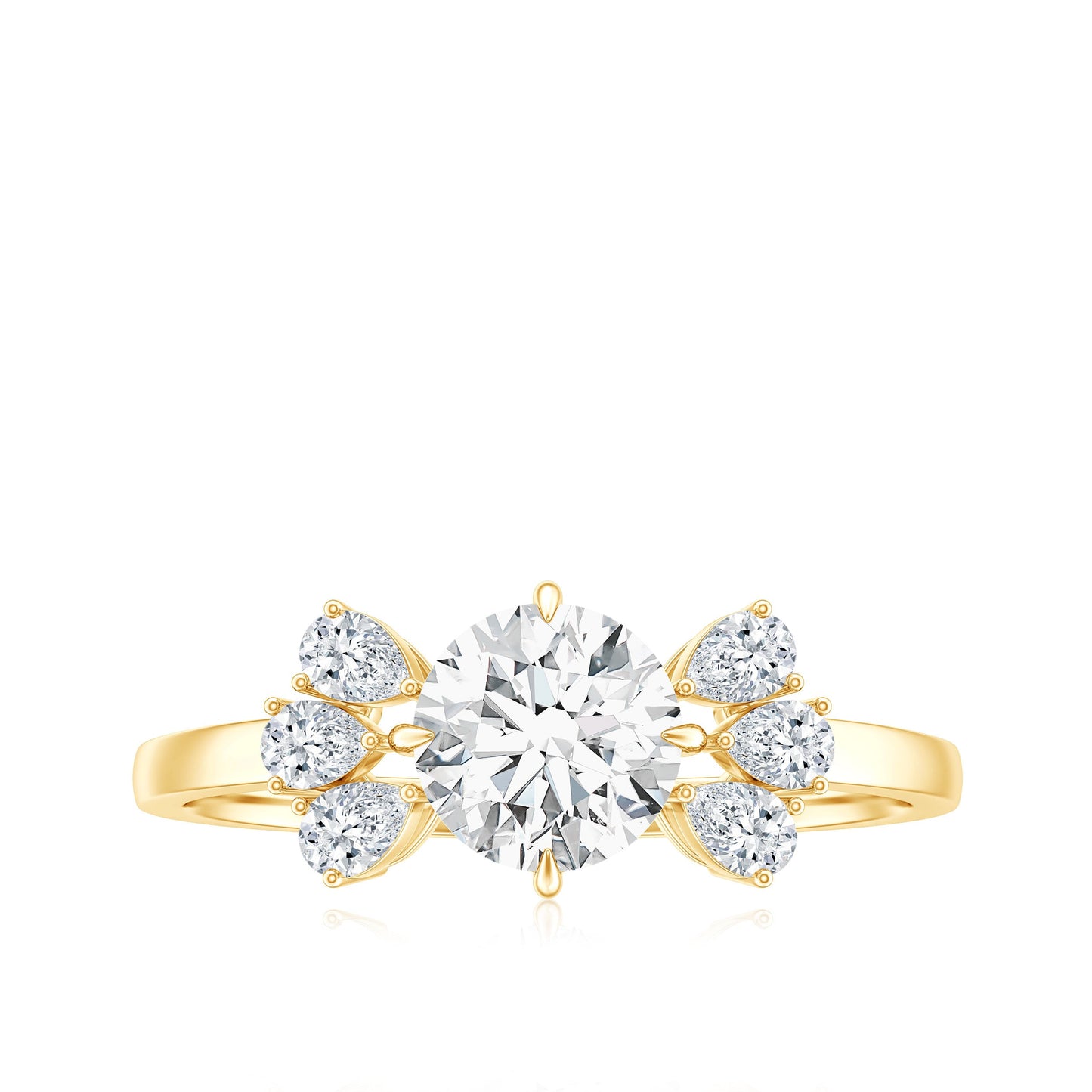 0.9 Carat Round Moissanite Minimal Solitaire Engagement Ring